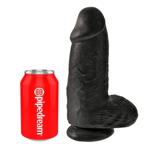 King Cock - Realistyczne Grube Dildo Z Przyssawką 23 CM Czarny